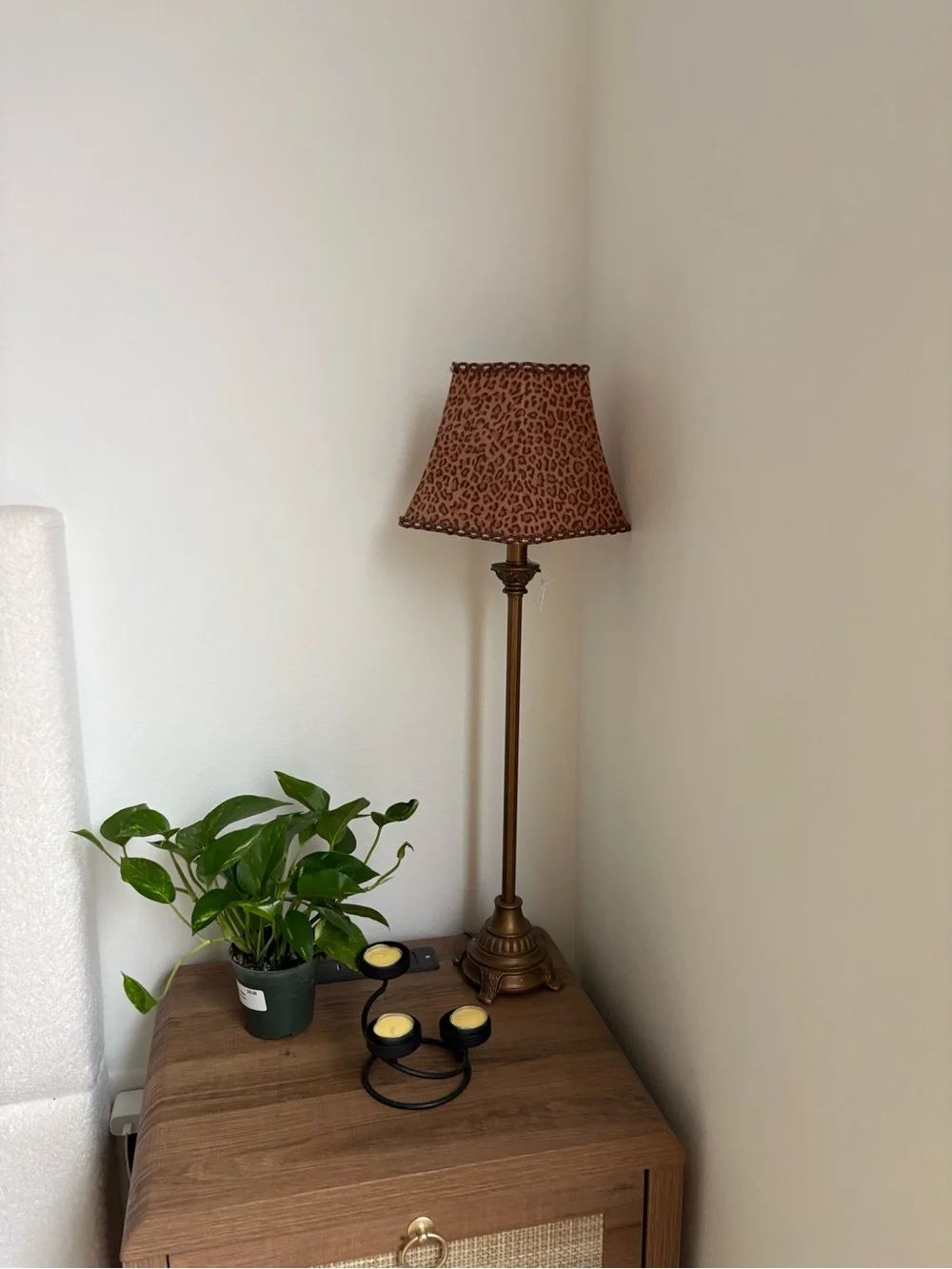 Leopard Print Table Lamp with Brown Shade - Home Accents